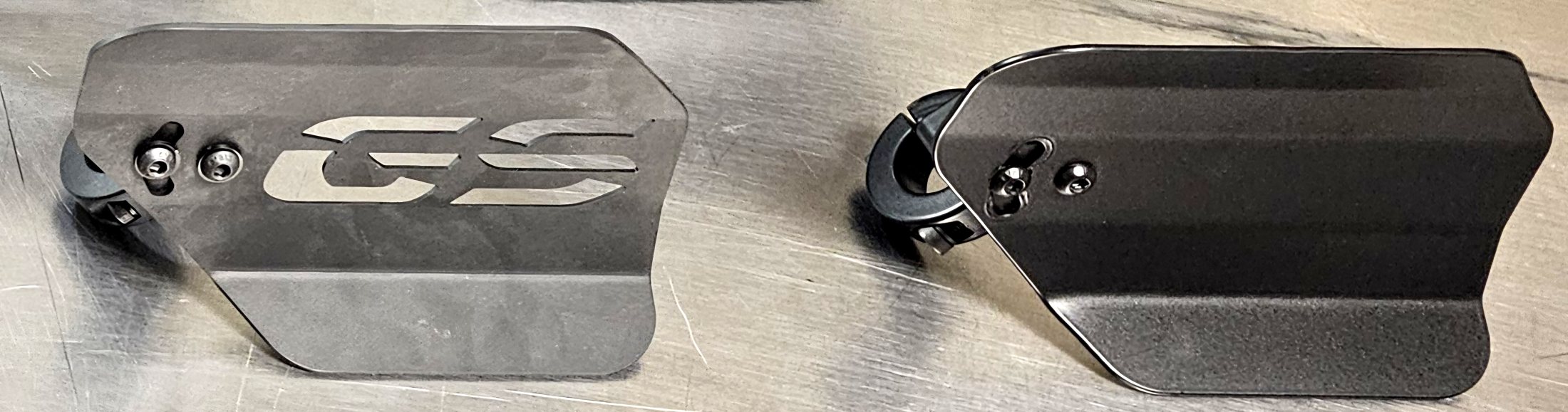 Two Calf Rests, one with a cutout design and one plain